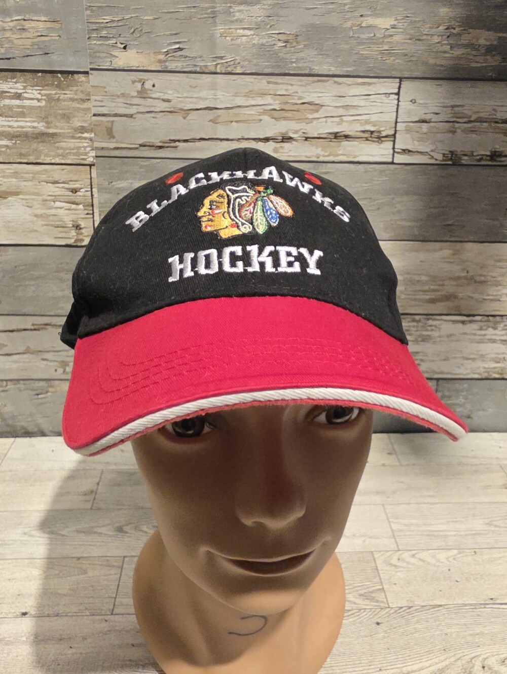 Black & Red Hockey Cap with Embroidered Team Logo